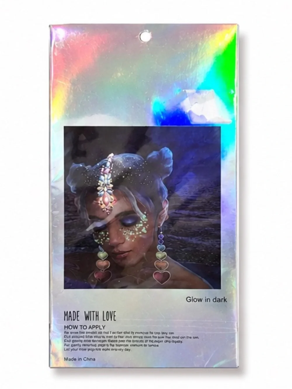 NEW - Glitter Joy Glow in the Dark Gemstone Hair Jewels w Face & Body Glitter